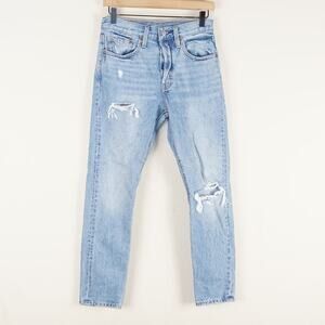 Levis 501 Skinny Can't Touch Light Wash Distressed Blue Button Fly Jeans Sz 26